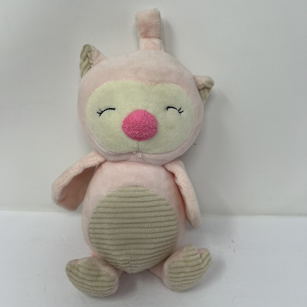 Kellytoy Owl Rattle Lovey 8 Inch Pink Crinkle Wings Sensory Plush Toy